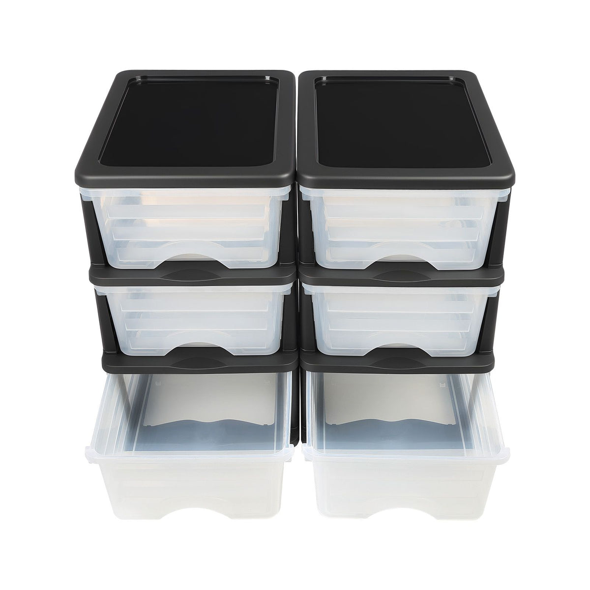 Plastic Storage Drawers, 2 Pack Storage Organizer Drawer, 6 Drawers Closet Organization and Storage Dividers, Dresser Organizer Clear Bins for Office Supplies, Craft Rooms, Classrooms and Home
