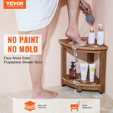 Portable Toilets & Showers: VEVOR Corner Shower Bench, 16.5" Height 12.8" Radius, Faux Wood Grain Polystyrene, 158KGS with Storage Shelf, Water Resistant, Shower Stool for Inside & Outside Shower, for Bathroom, Living Room