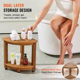 Portable Toilets & Showers: VEVOR Corner Shower Bench, 16.5" Height 12.8" Radius, Faux Wood Grain Polystyrene, 158KGS with Storage Shelf, Water Resistant, Shower Stool for Inside & Outside Shower, for Bathroom, Living Room