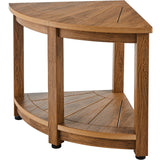 Portable Toilets & Showers: VEVOR Corner Shower Bench, 18.5" Height 17.75" Radius, Faux Wood Grain Polystyrene,159KGS with Storage Shelf, Water Resistant, Shower Stool for Inside & Outside Shower, for Bathroom, Living Room