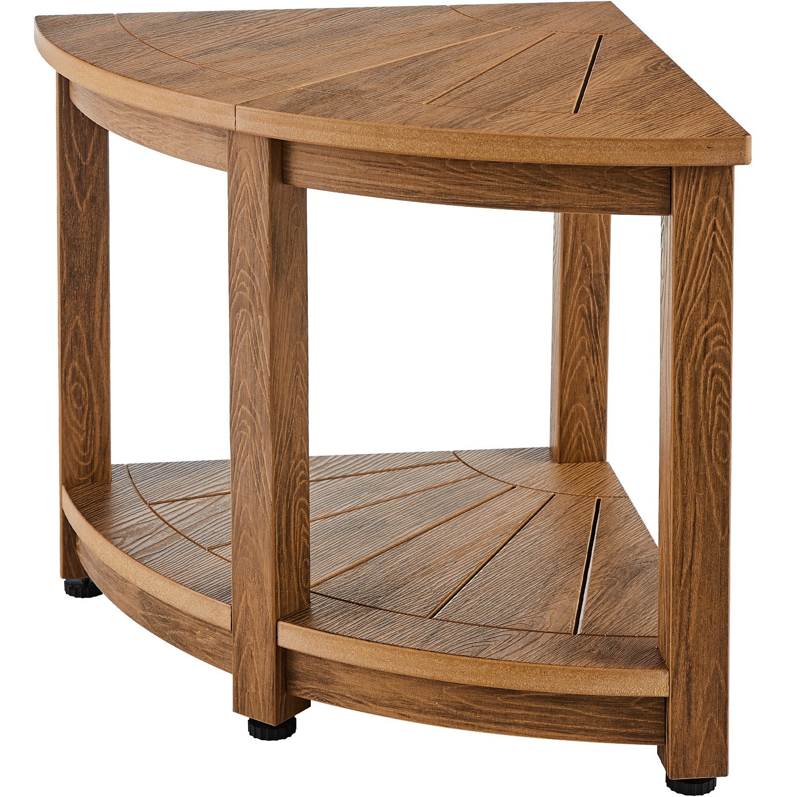 Corner Shower Bench, 18.5" Height 17.75" Radius, Faux Wood Grain Polystyrene,159KGS with Storage Shelf, Water Resistant, Shower Stool for Inside & Outside Shower, for Bathroom, Living Room