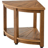 Portable Toilets & Showers: VEVOR Corner Shower Bench, 18.5" Height 17.75" Radius, Faux Wood Grain Polystyrene,159KGS with Storage Shelf, Water Resistant, Shower Stool for Inside & Outside Shower, for Bathroom, Living Room