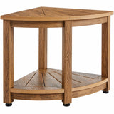 Portable Toilets & Showers: VEVOR Corner Shower Bench, 18.5" Height 17.75" Radius, Faux Wood Grain Polystyrene,159KGS with Storage Shelf, Water Resistant, Shower Stool for Inside & Outside Shower, for Bathroom, Living Room