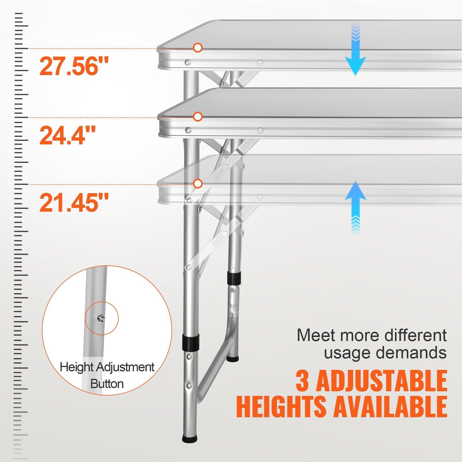 Outdoor Dining Sets: VEVOR Camping Kitchen Table, Quick set-up Folding Camping Table with A Carrying Bag, 3 Adjustable Heights, MDF Camping Table, Ideal for Outdoor Picnics, BBQs, Camping, RV Traveling