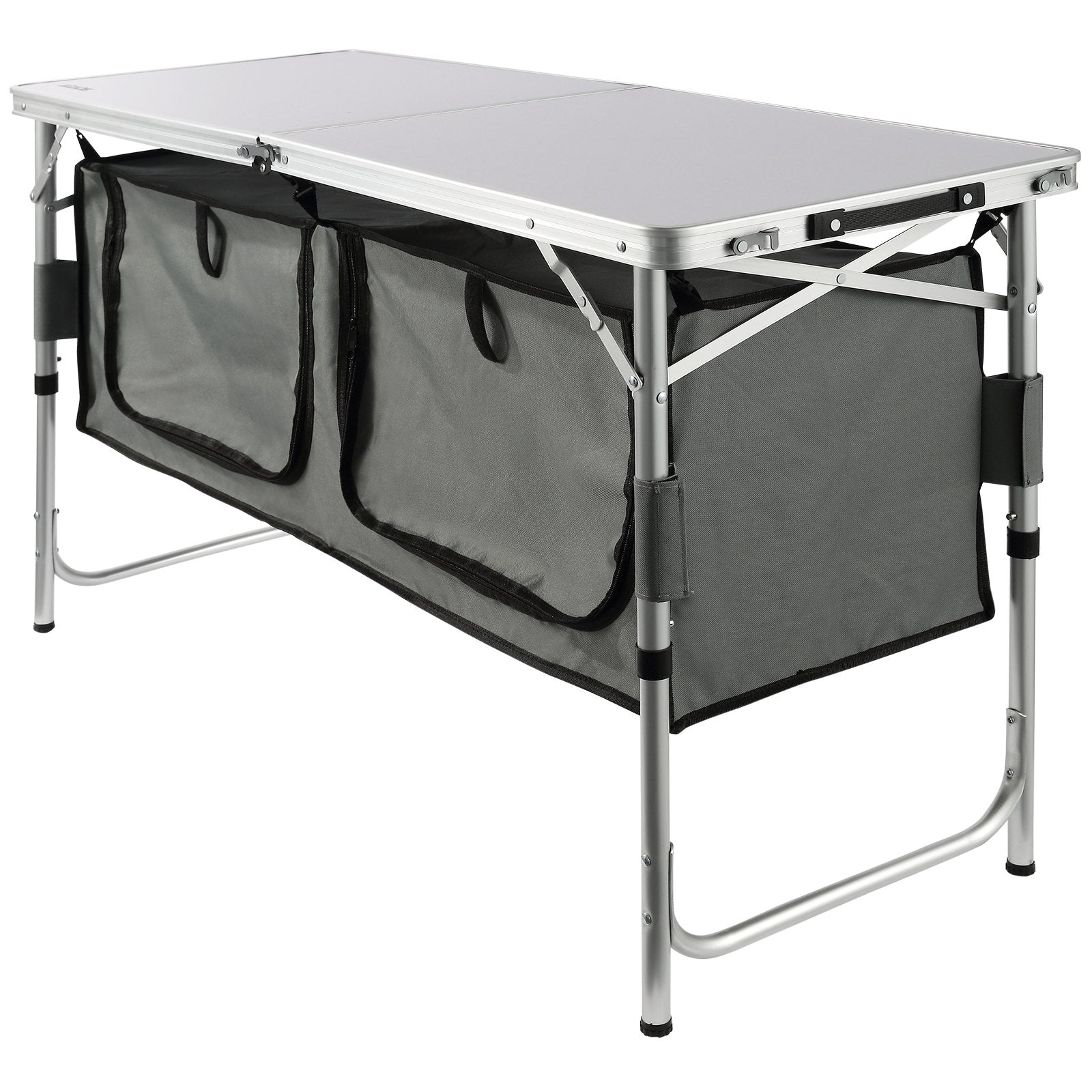 Outdoor Dining Sets: VEVOR Camping Kitchen Table, Quick set-up Folding Camping Table with A Carrying Bag, 3 Adjustable Heights, MDF Camping Table, Ideal for Outdoor Picnics, BBQs, Camping, RV Traveling