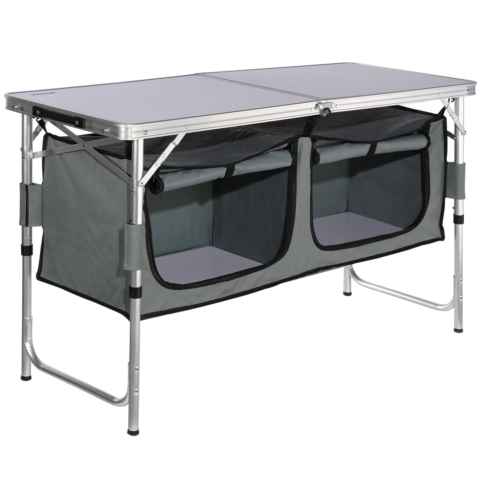 Outdoor Dining Sets: VEVOR Camping Kitchen Table, Quick set-up Folding Camping Table with A Carrying Bag, 3 Adjustable Heights, MDF Camping Table, Ideal for Outdoor Picnics, BBQs, Camping, RV Traveling