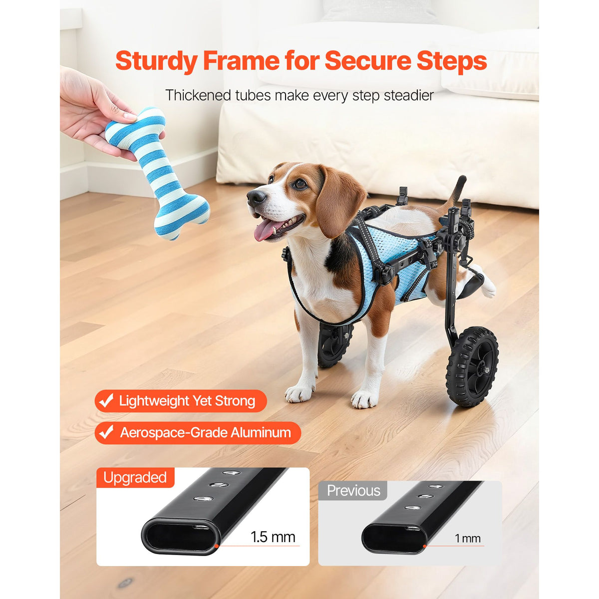 Dog Wheelchair for Back Legs, Adjustable 2 Wheels Pet Wheelchair, Lightweight  Dog Cart with Shock-Absorbing Wheels, Mobility Support Wheel Chair for Disabled Injured Dogs up to 10kg, Small