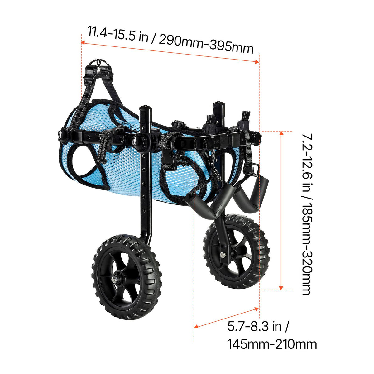 Dog Wheelchair for Back Legs, Adjustable 2 Wheels Pet Wheelchair, Lightweight  Dog Cart with Shock-Absorbing Wheels, Mobility Support Wheel Chair for Disabled Injured Dogs up to 10kg, Small
