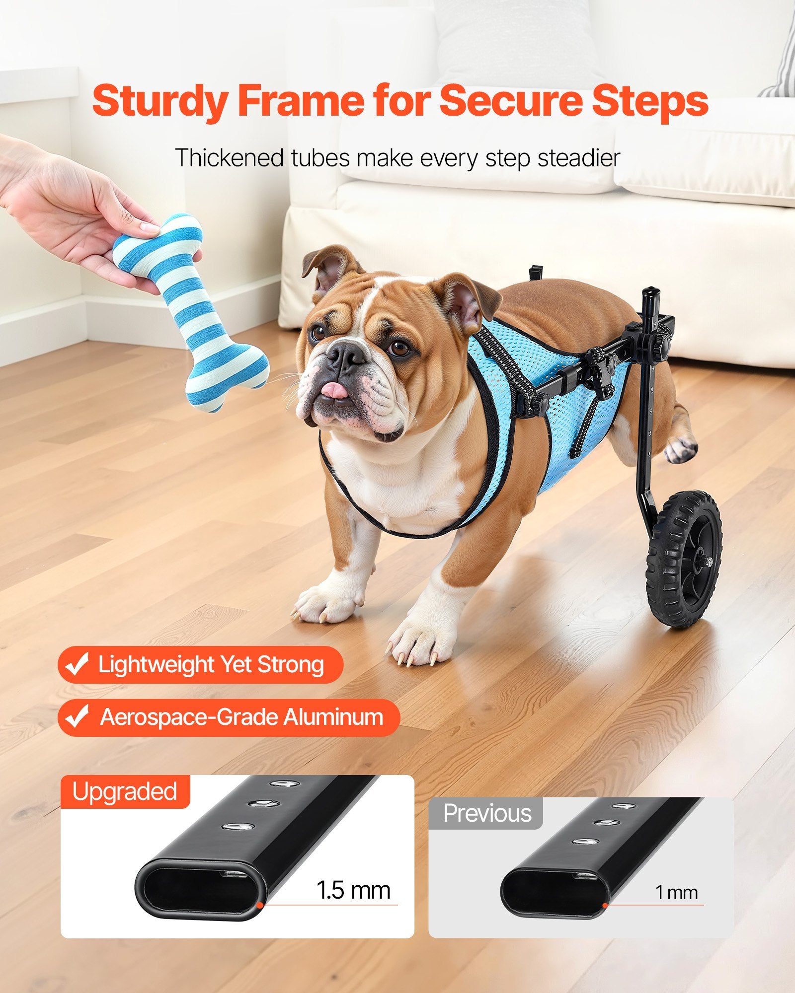 Cat Carriers & Crates: VEVOR Dog Wheelchair for Back Legs, Adjustable 2 Wheels Pet Wheelchair, Lightweight  Dog Cart with Shock-Absorbing Wheels, Mobility Support Wheel Chair for Disabled Injured Dogs up to 15kg, Medium