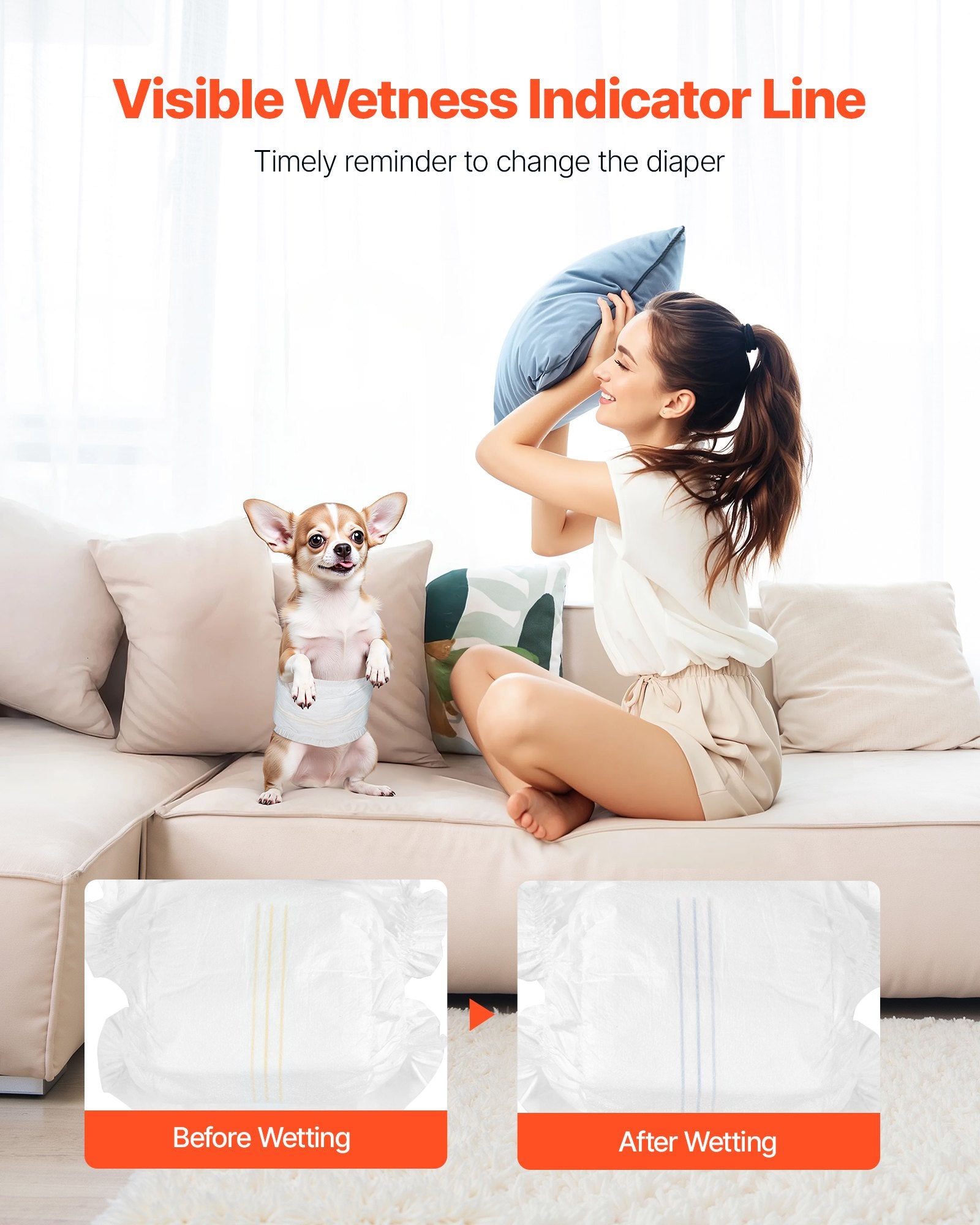 Food Storage: VEVOR Disposable Male Dog Diapers, Super Absorbent Male Dog Wraps, 360 ° Leak-Proof Belly Bands with Wetness Indicator for Doggies in Heat, Training, Incontinence - XS, 96 Count (2 Packs of 48)