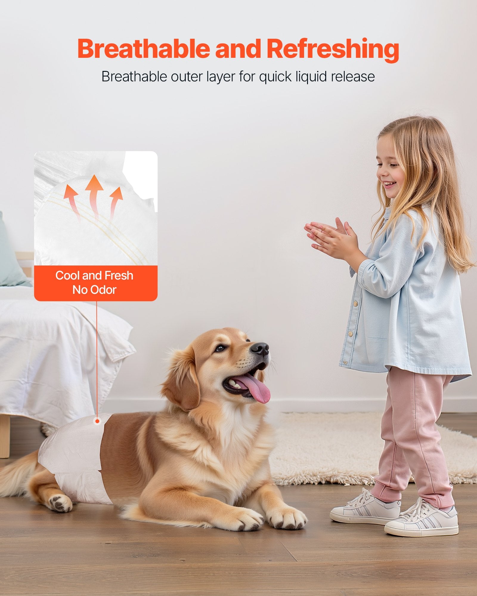 Food Storage: VEVOR Disposable Dog Diapers, Super Absorbent Female Dog Diapers, 360° Leak-Proof Female Doggy Pet Diaper with Wetness Indicator for Heat Period, Training, Incontinence - M, 144 Count (2 Packs of 72)