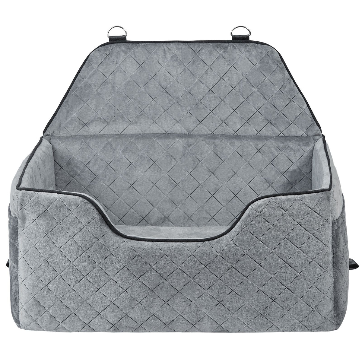 Dog Car Seat, Dog Booster Seat for Car with A Storage Pocket, Pet Car Seat with Clip-On Safety Leash, Sponge Filling, Dog Car Bed for Medium & Large Dog up to 24.9 kg, Gray