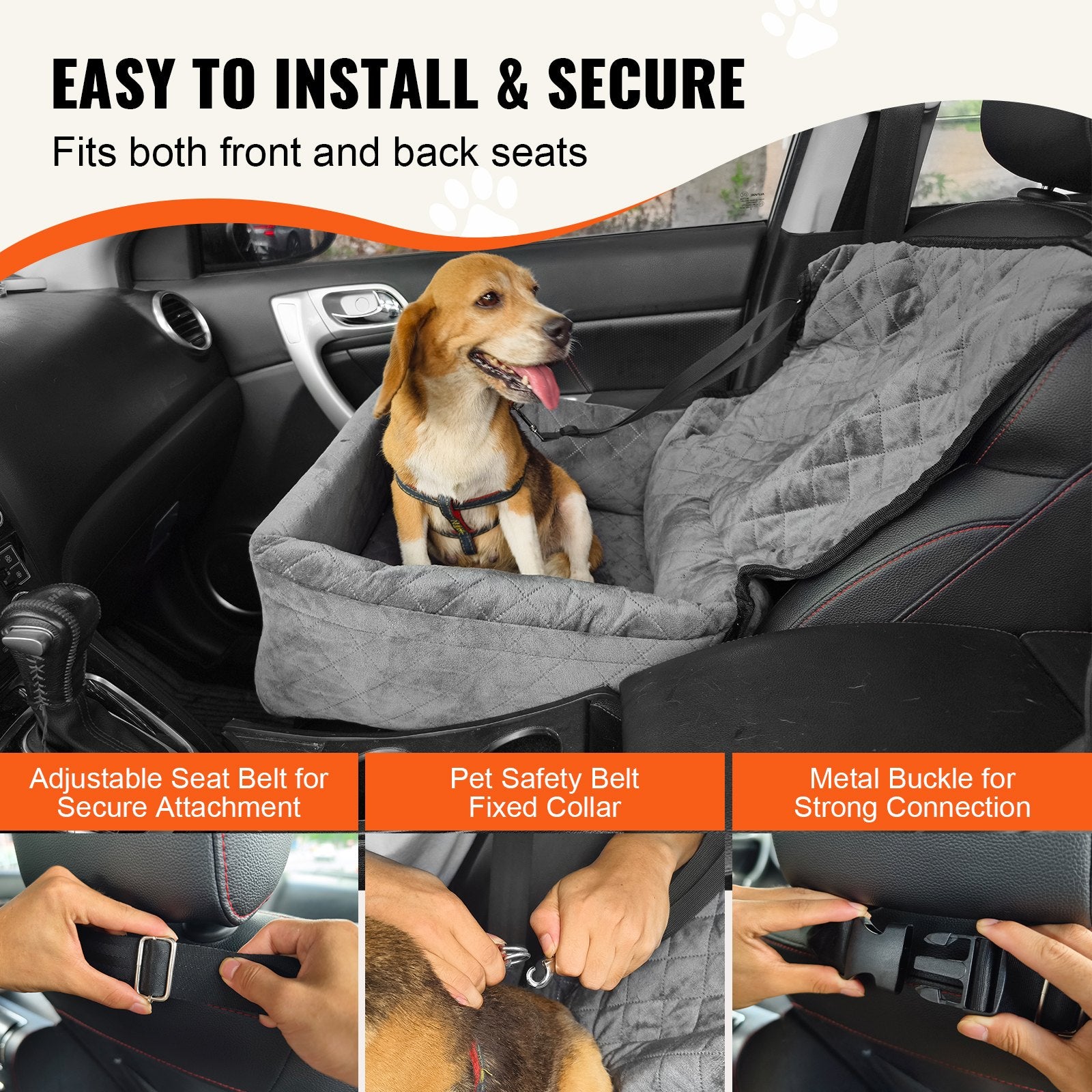 Automotive Decor: VEVOR Dog Booster Car Seat Pet Car Seat for Small Medium Dog up to 18.1 kg Gray