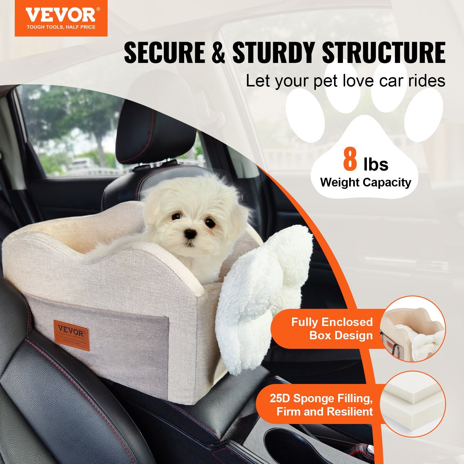 Automotive Parts: VEVOR Center Console Dog Car Seat Dog Booster Car Seat for Small Dog 3.6 kg