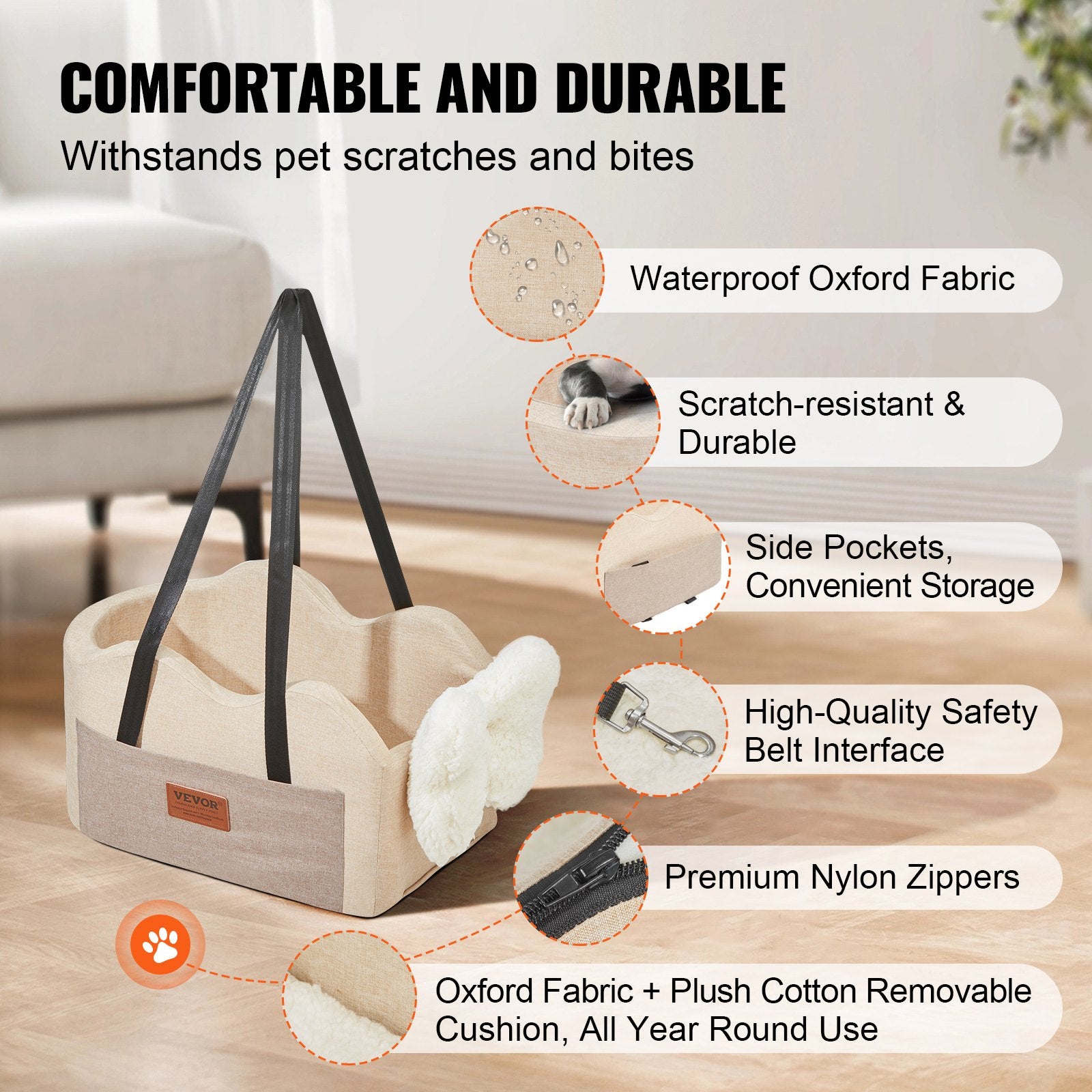 Automotive Parts: VEVOR Center Console Dog Car Seat Dog Booster Car Seat for Small Dog 3.6 kg