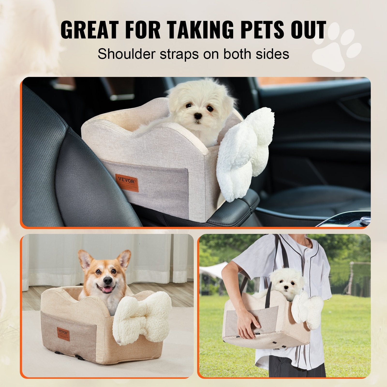 Automotive Parts: VEVOR Center Console Dog Car Seat Dog Booster Car Seat for Small Dog 3.6 kg