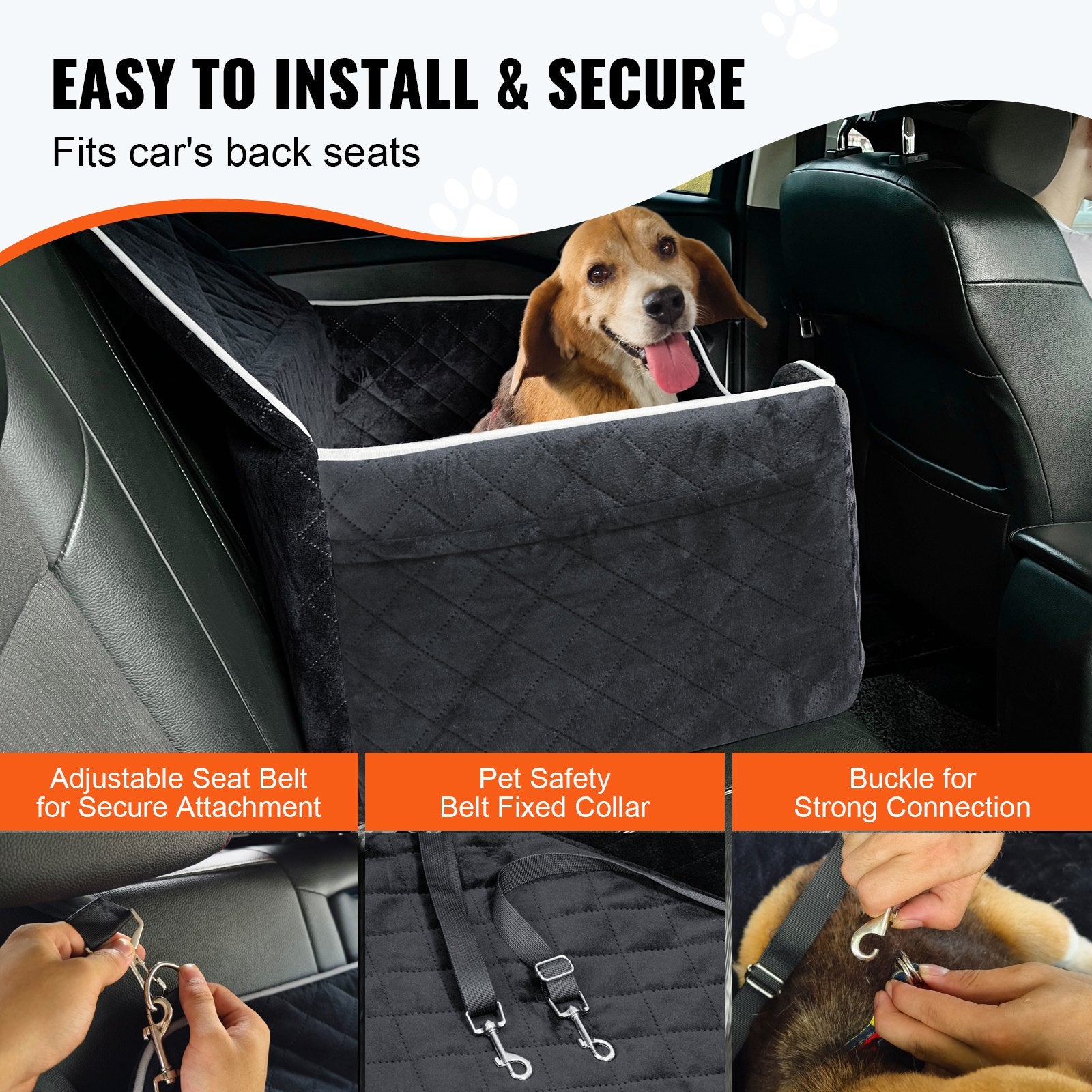 Automotive Parts: VEVOR Dog Booster Car Seat Pet Car Seat for Medium Large Dog up to 24.9 kg Black