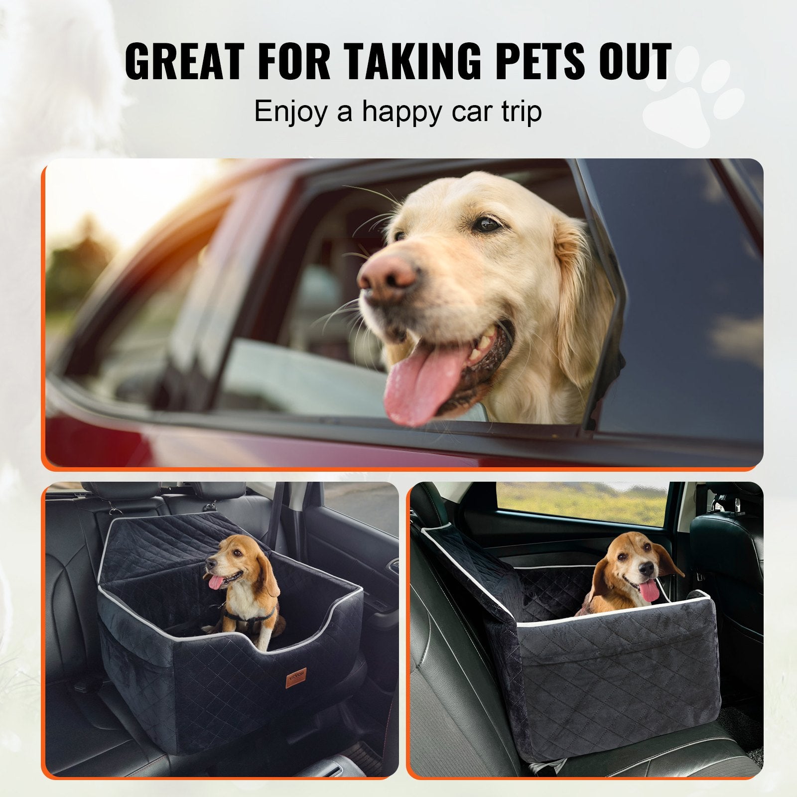 Automotive Parts: VEVOR Dog Booster Car Seat Pet Car Seat for Medium Large Dog up to 24.9 kg Black
