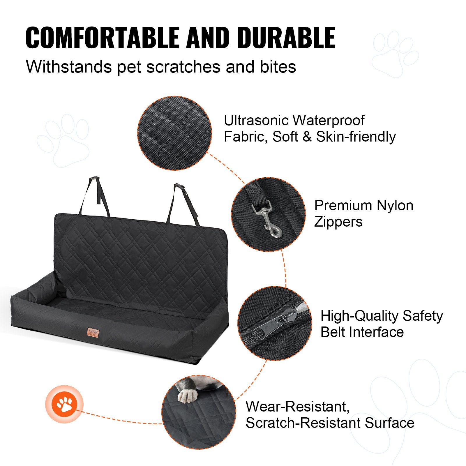Automotive Decor: VEVOR Dog Car Seat, Waterproof Dog Booster Seat for Car, Pet Car Seat with Clip-On Safety Leash, PP Cotton Filling, Dog Car Bed for Medium & Large Dog up to 45.4 kg, Black