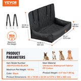 Automotive Decor: VEVOR Dog Car Seat, Waterproof Dog Booster Seat for Car, Pet Car Seat with Clip-On Safety Leash, PP Cotton Filling, Dog Car Bed for Medium & Large Dog up to 45.4 kg, Black
