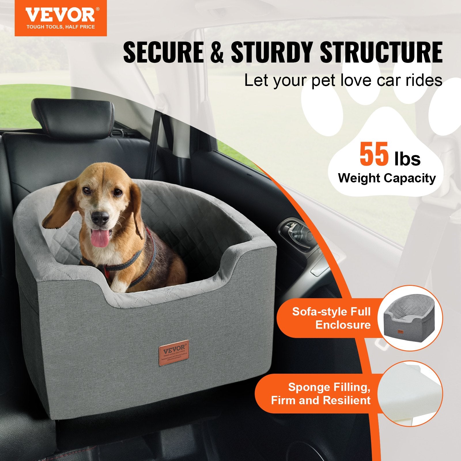 Automotive Decor: VEVOR Dog Booster Car Seat Pet Car Seat for Small Medium Dog up to 24.9 kg Gray