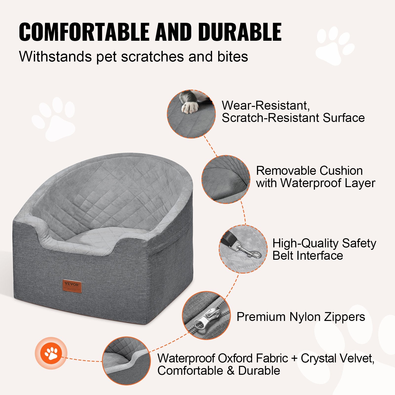 Automotive Decor: VEVOR Dog Booster Car Seat Pet Car Seat for Small Medium Dog up to 24.9 kg Gray