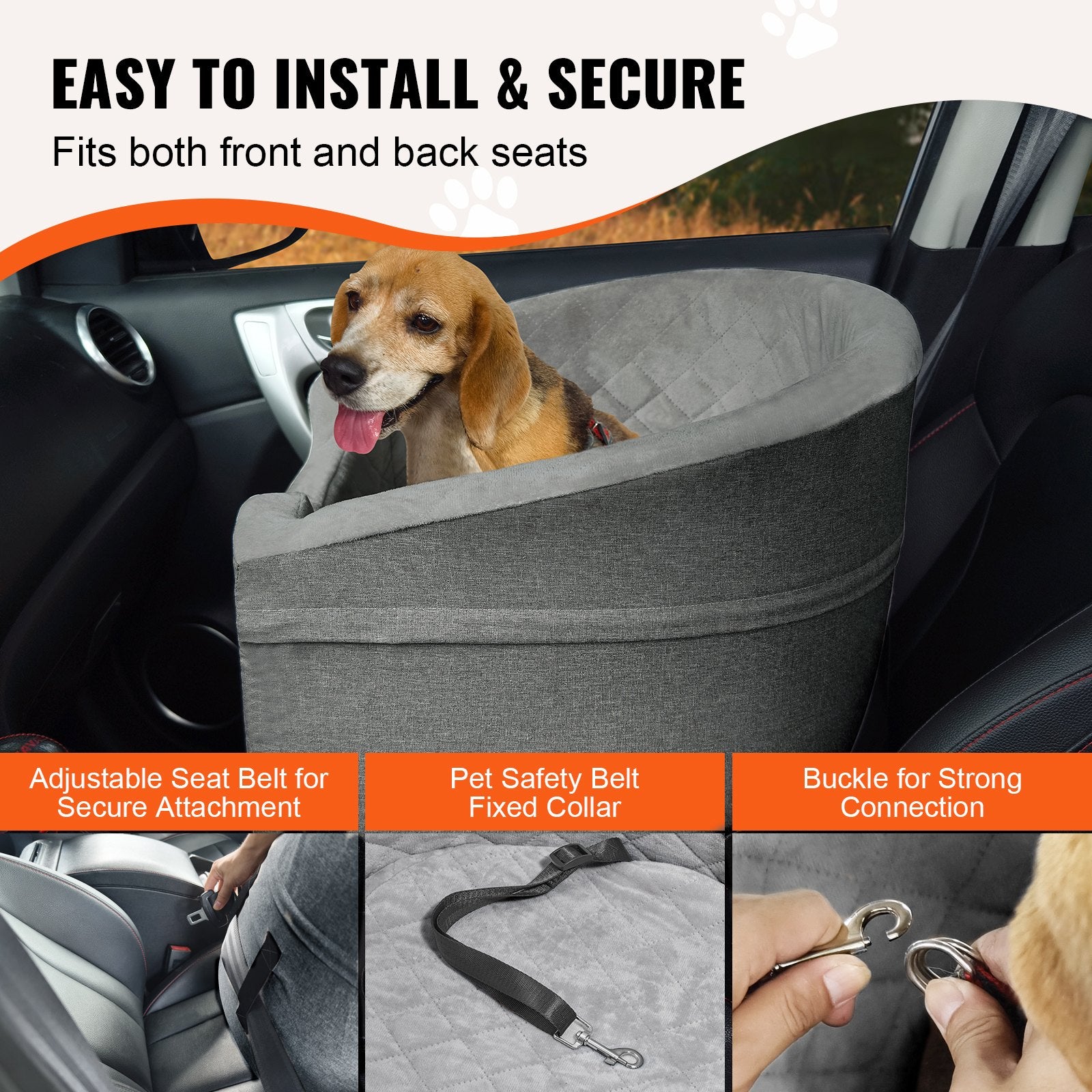 Automotive Decor: VEVOR Dog Booster Car Seat Pet Car Seat for Small Medium Dog up to 24.9 kg Gray