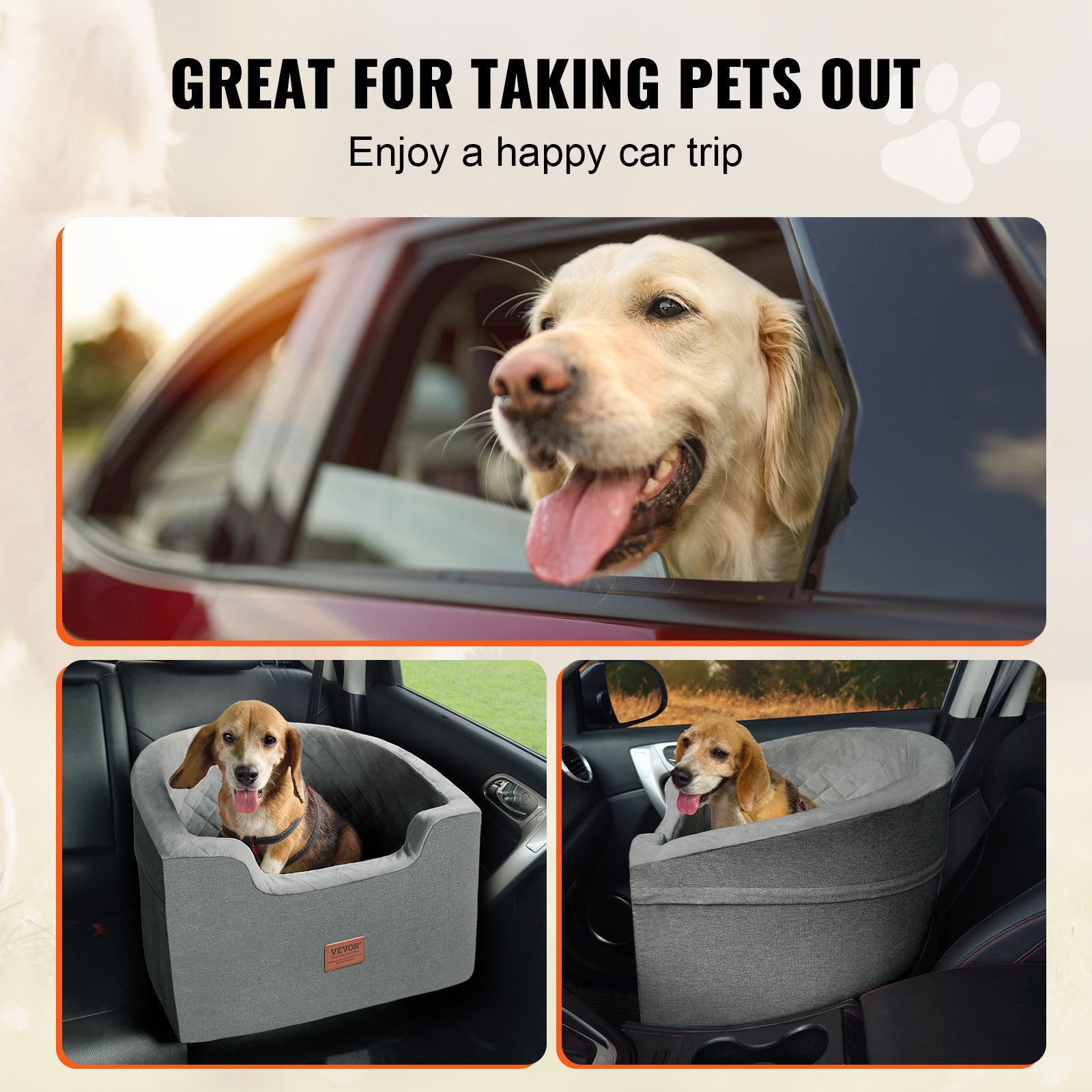Automotive Decor: VEVOR Dog Booster Car Seat Pet Car Seat for Small Medium Dog up to 24.9 kg Gray