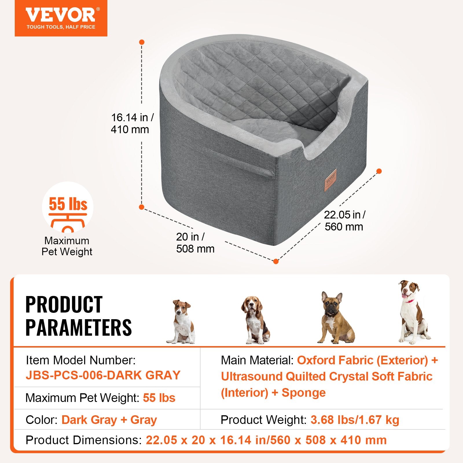 Automotive Decor: VEVOR Dog Booster Car Seat Pet Car Seat for Small Medium Dog up to 24.9 kg Gray