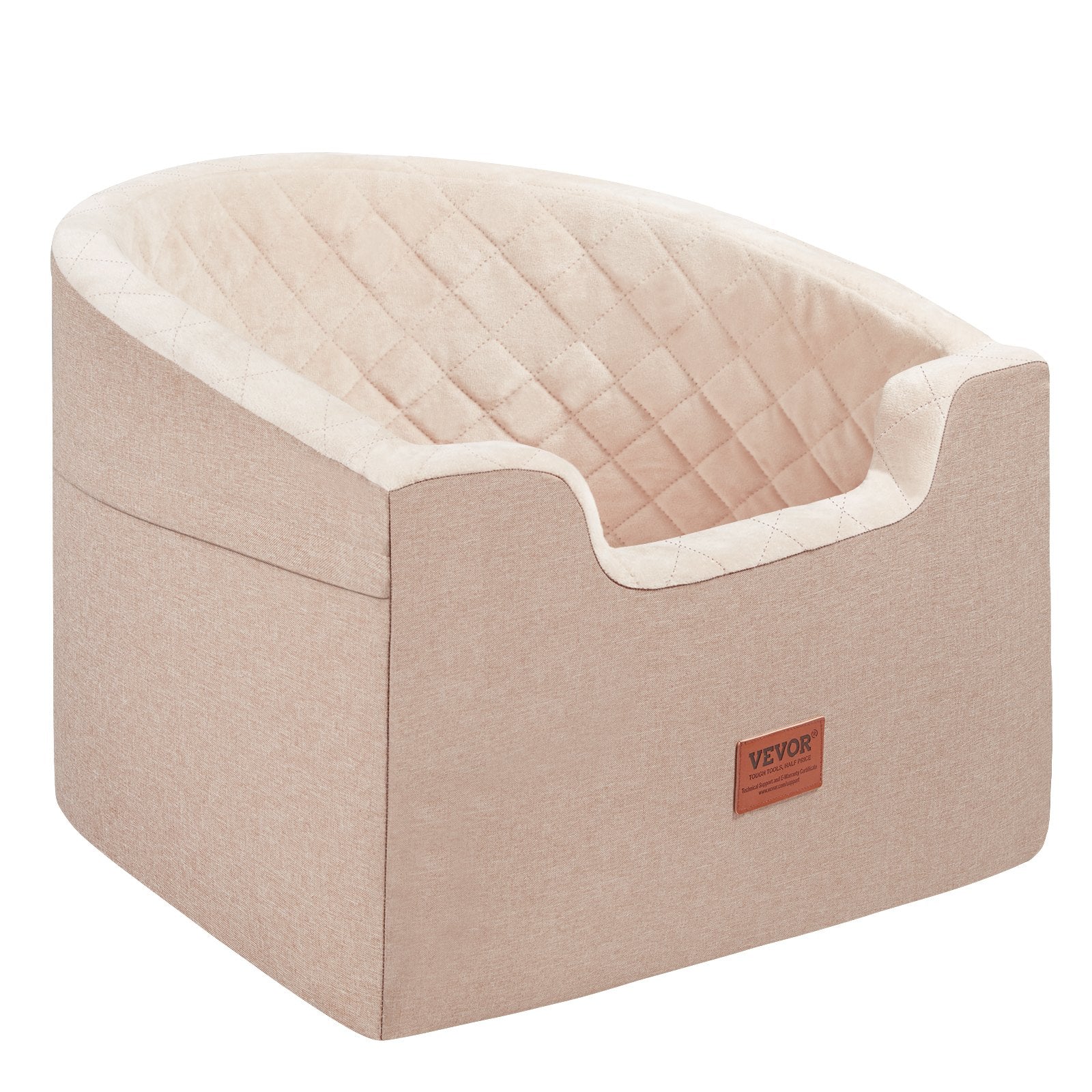 Cat Scratching Posts: VEVOR Dog Car Seat, Waterproof Dog Booster Seat for Car with A Storage Pocket, Clip-On Safety Leash and Sponge Filling, Dog Car Bed for Small & Medium Dog up to 24.9 kg, Brown