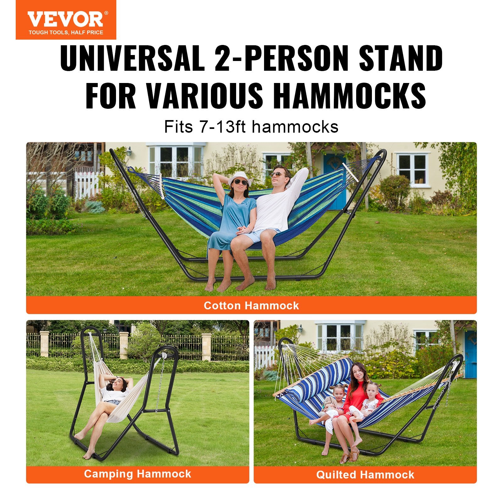 Automotive Repair & Speciality Tools: VEVOR Steel Hammock Stand 450lbs Capacity Hammock Frame Fits 6.9-12.8ft Hammocks