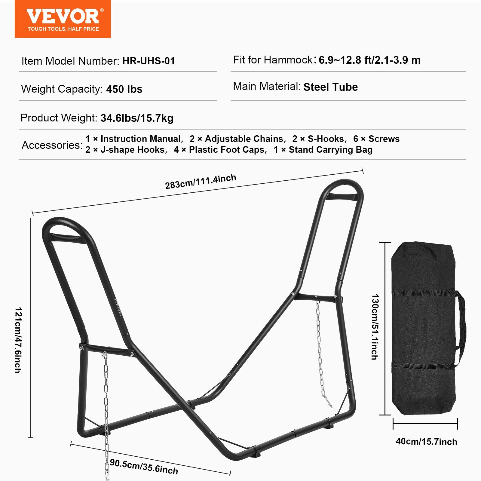 Automotive Repair & Speciality Tools: VEVOR Steel Hammock Stand 450lbs Capacity Hammock Frame Fits 6.9-12.8ft Hammocks