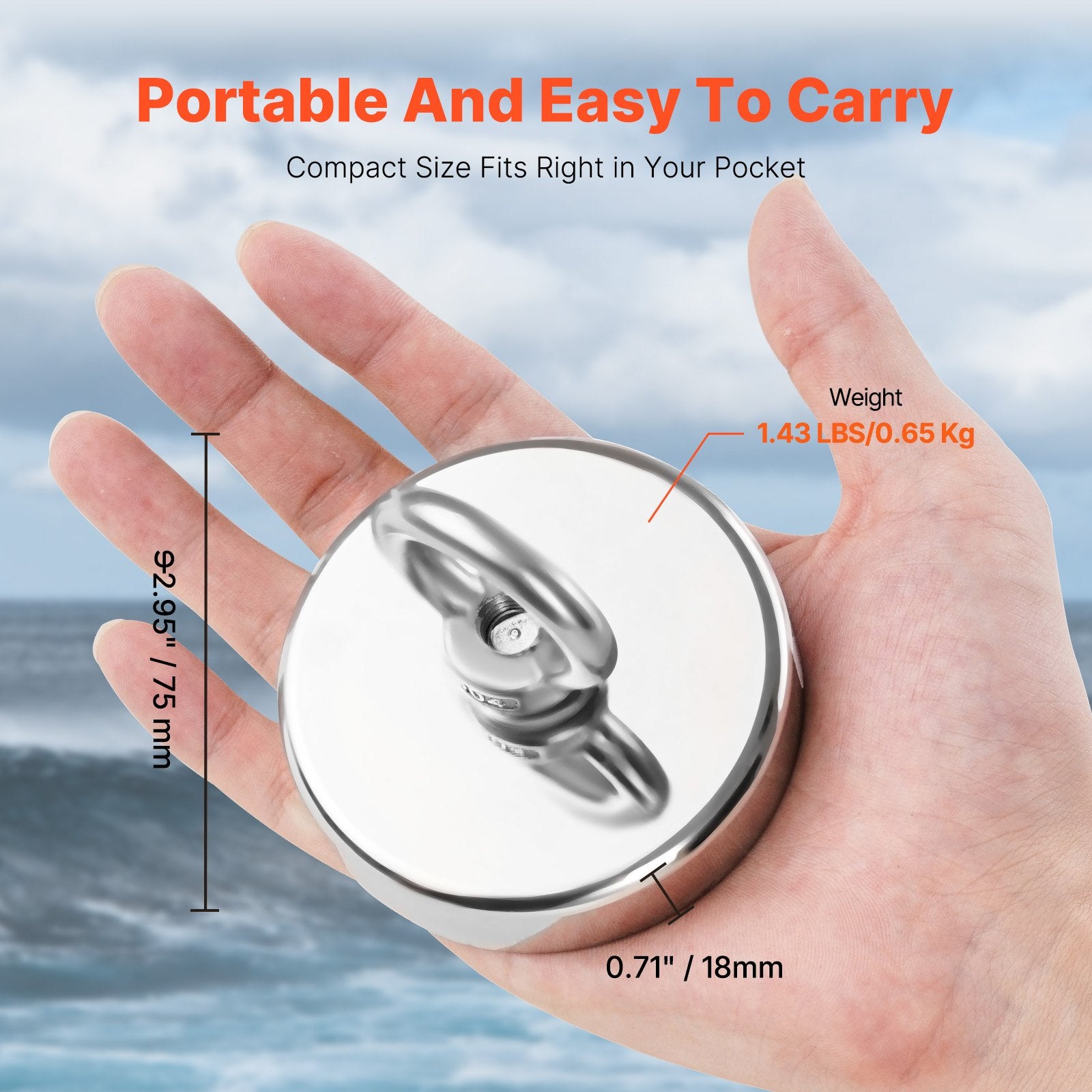 Building Toys: VEVOR Fishing Magnet Strong Heavy Duty Rare Earth Neodymium Pull Force 318 Kg