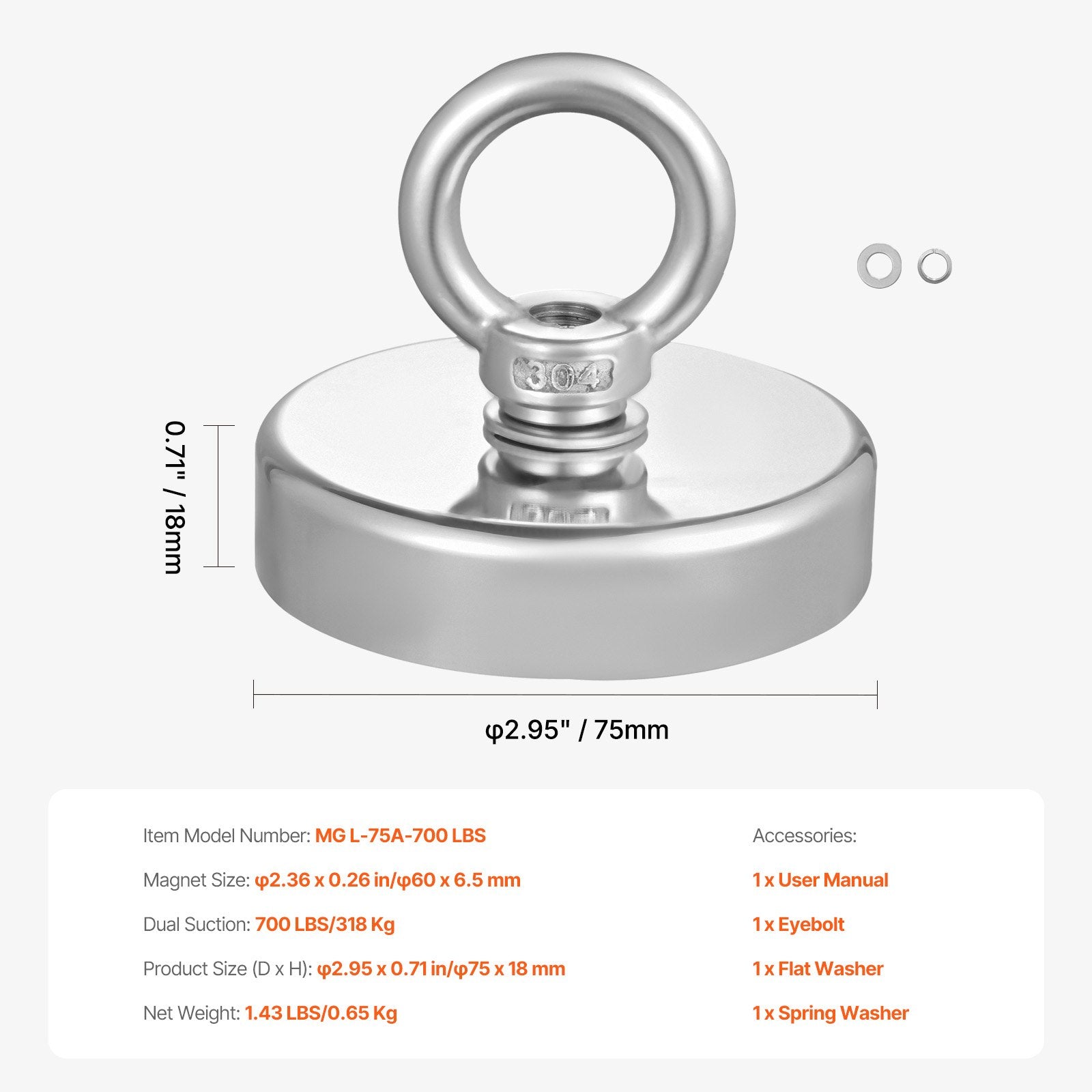 Building Toys: VEVOR Fishing Magnet Strong Heavy Duty Rare Earth Neodymium Pull Force 318 Kg