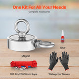Camp Safety Equipment: VEVOR 454 Kg Strong Fishing Magnet Kit Double-Sided Pull Force Rope Carabiner