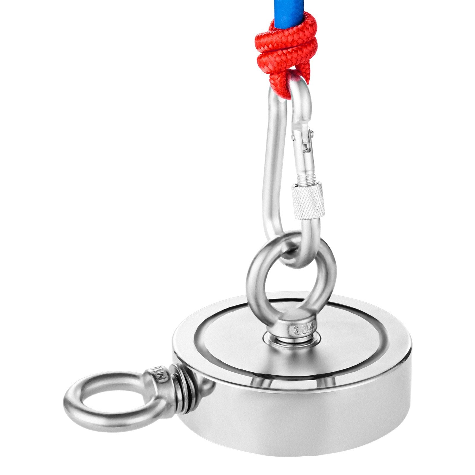 Camp Safety Equipment: VEVOR 454 Kg Strong Fishing Magnet Kit Double-Sided Pull Force Rope Carabiner