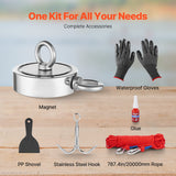 Camp Safety Equipment: VEVOR 771 Kg Strong Fishing Magnet Kit Double Sided Pull Force Rope Carabiner