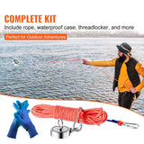 Camp Safety Equipment: VEVOR Magnet Fishing Kit, 1200lbs Pulling Force Double Sided Fishing Magnets, 2.95inch Diameter Magnet with Rope, Grappling Hook, Gloves, Waterproof Case, Threadlocker, Eye Bolt, for Fishing