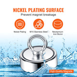 Camp Safety Equipment: VEVOR Magnet Fishing Kit, 1200lbs Pulling Force Double Sided Fishing Magnets, 2.95inch Diameter Magnet with Rope, Grappling Hook, Gloves, Waterproof Case, Threadlocker, Eye Bolt, for Fishing