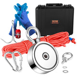 Camp Safety Equipment: VEVOR Magnet Fishing Kit, 1200lbs Pulling Force Double Sided Fishing Magnets, 2.95inch Diameter Magnet with Rope, Grappling Hook, Gloves, Waterproof Case, Threadlocker, Eye Bolt, for Fishing