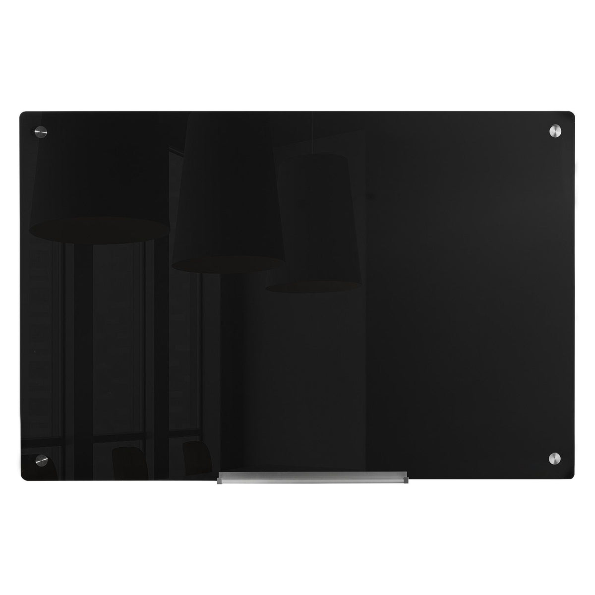 Magnetic Glass Whiteboard, Dry Erase Board 36"x24", Wall-Mounted Large White Glassboard Frameless, with Marker Tray, an Eraser and 2 Markers, Black