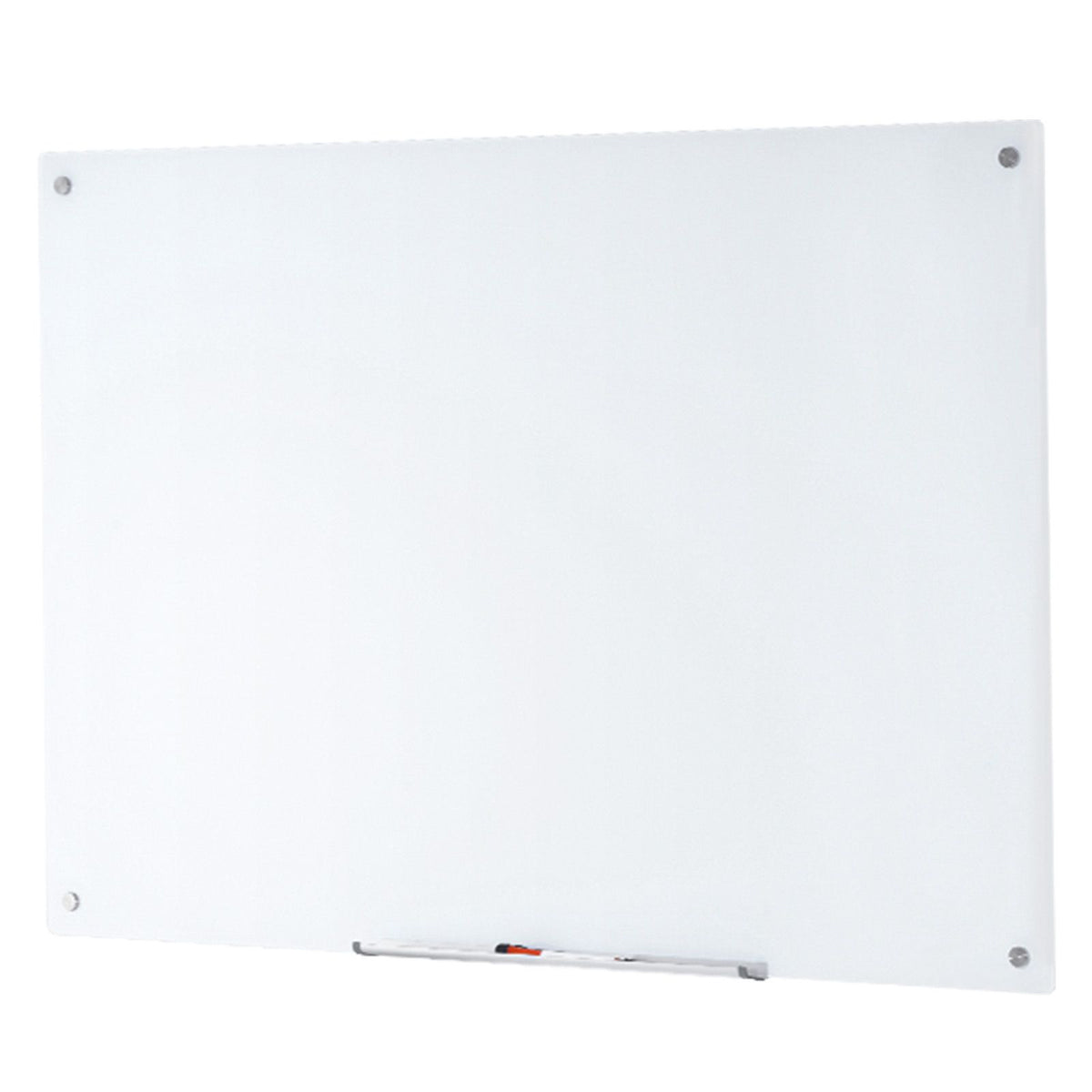 Magnetic Glass Whiteboard, Dry Erase Board 48"x32", Wall-Mounted Large White Glassboard Frameless, with Marker Tray, an Eraser and 2 Markers, White