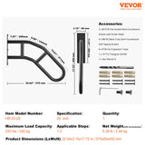 Mobility & Accessibility: VEVOR Handrails for Outdoor Steps, 29" Length Wall Mount Safety Railings for 1-3 Steps, U-Shaped Handrail with Matte Black Finished, Stair Handrails for Kids, Elderly, Pregnant Women, Disabled