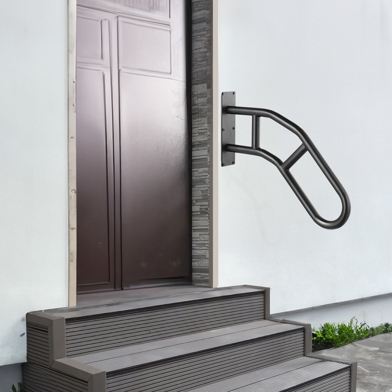 Mobility & Accessibility: VEVOR Handrails for Outdoor Steps, 29" Length Wall Mount Safety Railings for 1-3 Steps, U-Shaped Handrail with Matte Black Finished, Stair Handrails for Kids, Elderly, Pregnant Women, Disabled