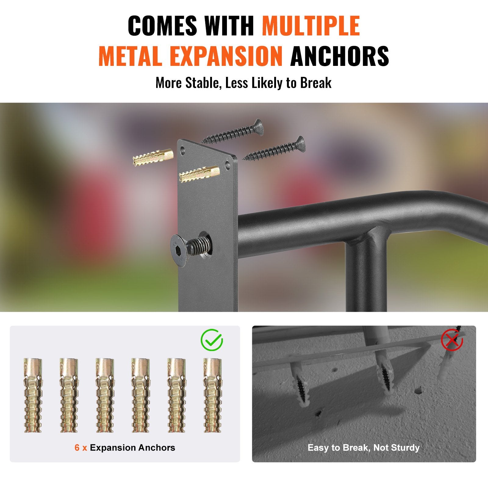 Door Hardware: VEVOR Handrails for Outdoor Steps, 32" Length Wall Mount Safety Railings for 1-3 Steps, U-Shaped Handrail with Matte Black Finished, Stair Handrails for Kids, Elderly, Pregnant Women, Disabled