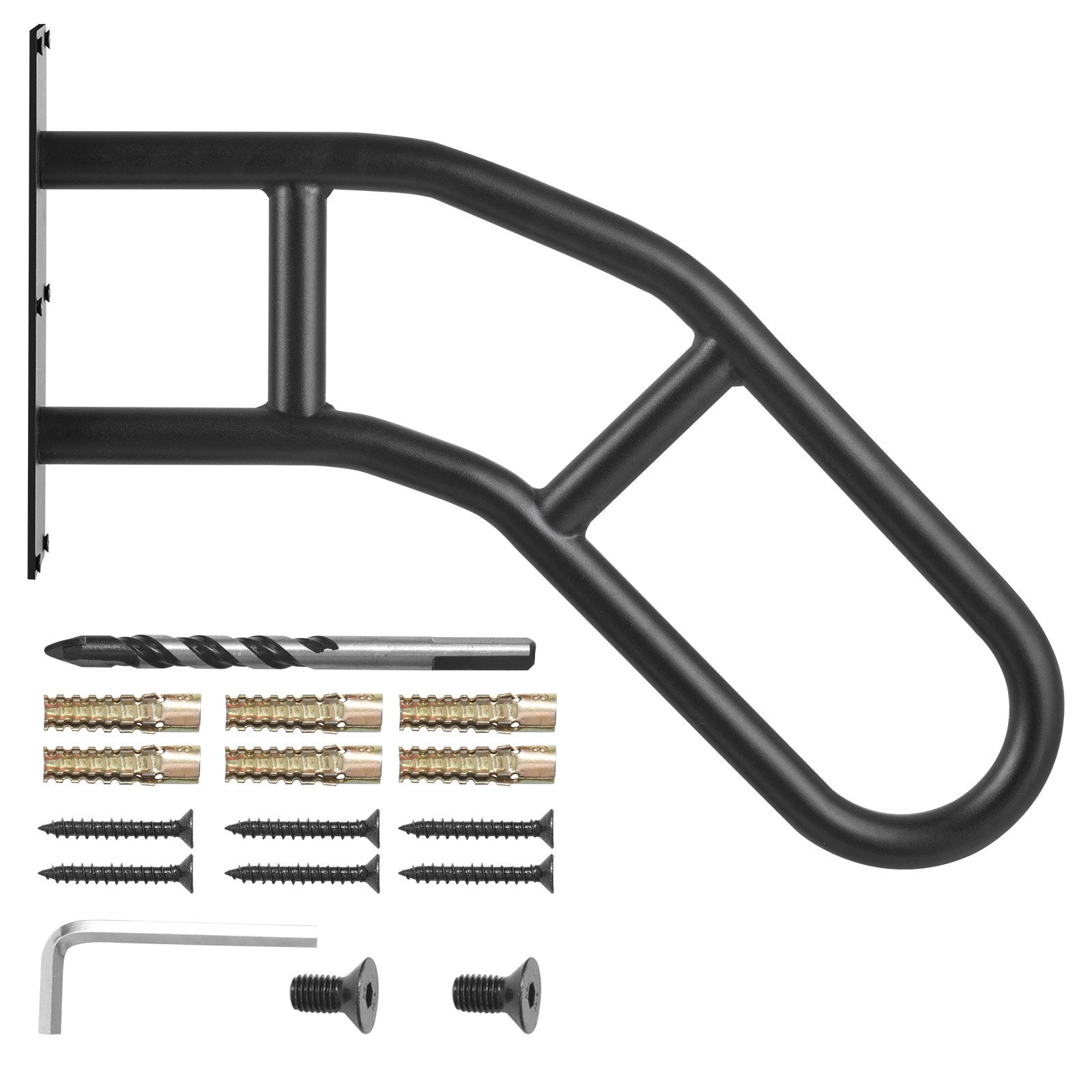 Door Hardware: VEVOR Handrails for Outdoor Steps, 32" Length Wall Mount Safety Railings for 1-3 Steps, U-Shaped Handrail with Matte Black Finished, Stair Handrails for Kids, Elderly, Pregnant Women, Disabled