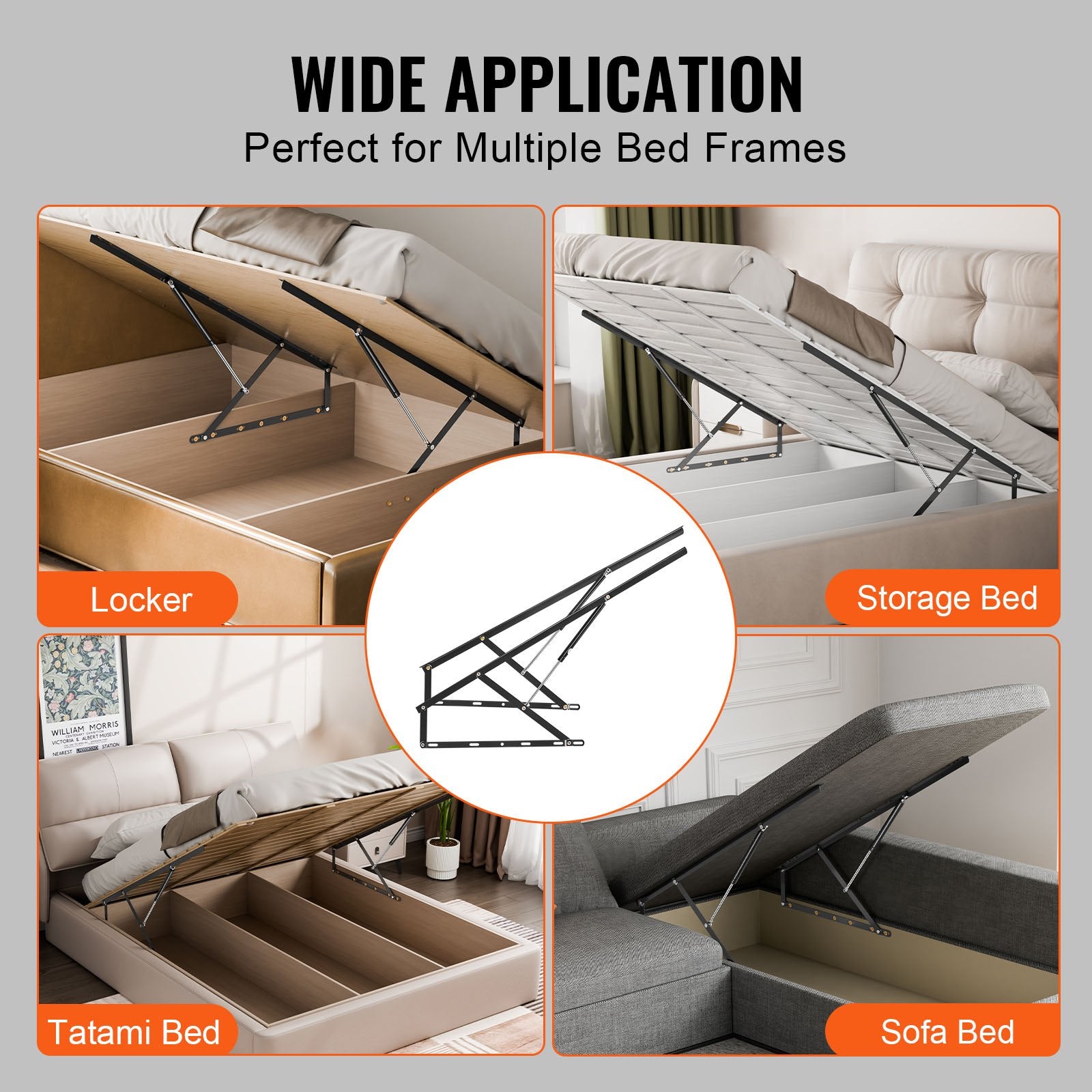 Beds & Bed Frames: VEVOR Bed Lift 59x71 in Compatible Bed Size 154 lbs Load DIY Wall Bed Hardware