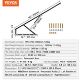 Beds & Bed Frames: VEVOR Bed Lift, 1500x2000mm Compatible Extra-large Size 140kg Load Bearing, DIY Wall Bed Mechanical Hardware Kit Vertical Deluxe, Pneumatic Lever Heavy Duty Support, Folding for Guestroom