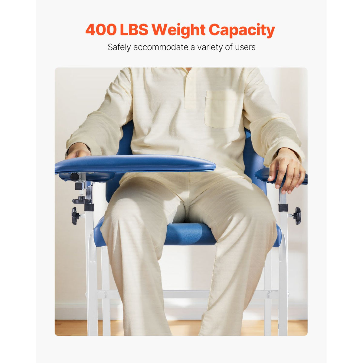 Phlebotomy Chair, Blood Draw Chair with Adjustable Armrests and Flip Arm, 181KG/400LBS Loading Blood Drawing Medical Chair with Soft Seat, Easy-to-Clean PVC Leather for Hospitals, Labs, Clinics