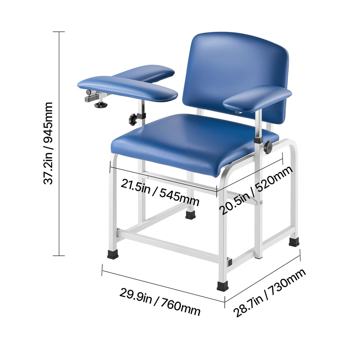 Phlebotomy Chair, Blood Draw Chair with Adjustable Armrests and Flip Arm, 181KG/400LBS Loading Blood Drawing Medical Chair with Soft Seat, Easy-to-Clean PVC Leather for Hospitals, Labs, Clinics